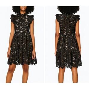 NWT SEA New York Black Eyelet Sequined Shelby Mini Dress Size 6